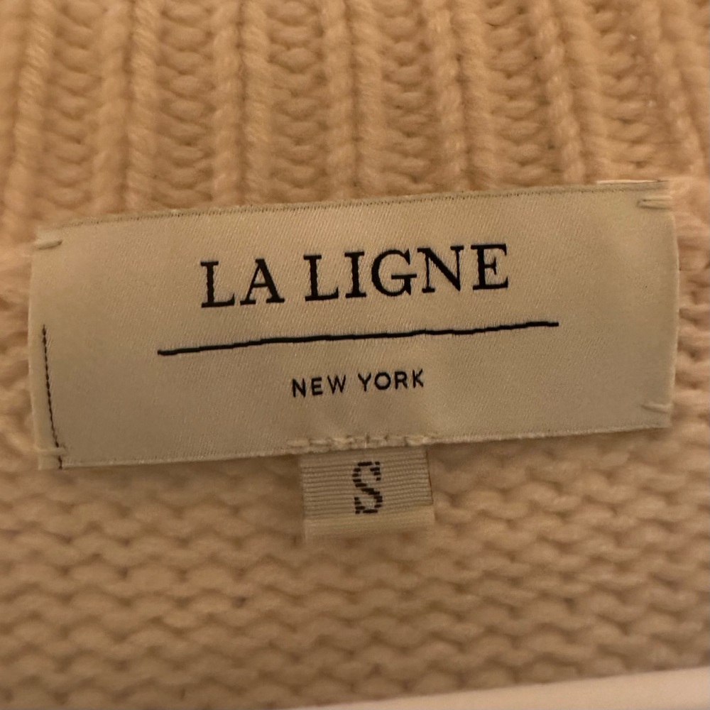 La Ligne Mini Marin White Blue Wool Cashmere Cropped Striped Sweater Size S - Picture 3 of 5